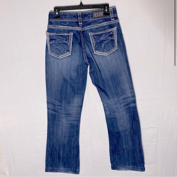 Rock & Roll Cowgirl Med Wash Mid Rise Boot Cut Jeans 29 - Picture 2 of 15